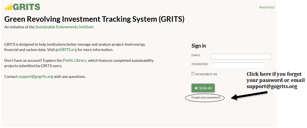 GRITS Sign-in Page